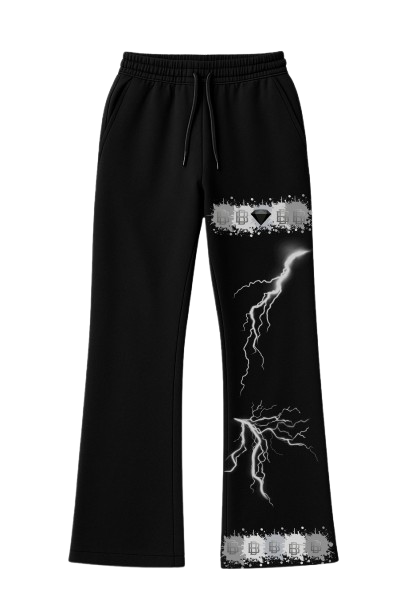 BETHÈA BLACK LIGHTNING GRAPHIC SWEATPANTS